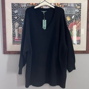 Terra & Sky Black V-Neck Oversized Sweater